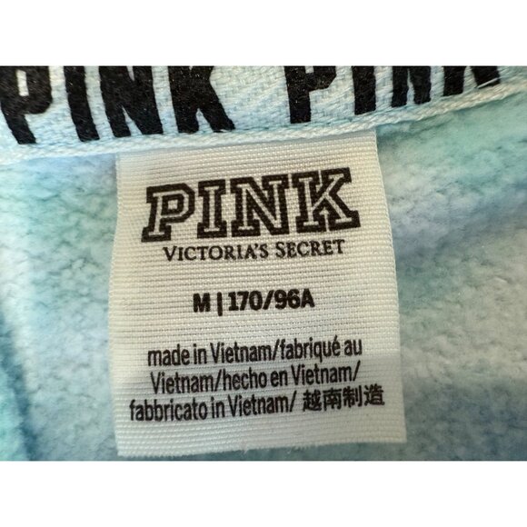 Victoria's Secret PINK Sz Medium Campus Funnel Neck Pullover Hoodie Blue Tie-Dye - Picture 7 of 14